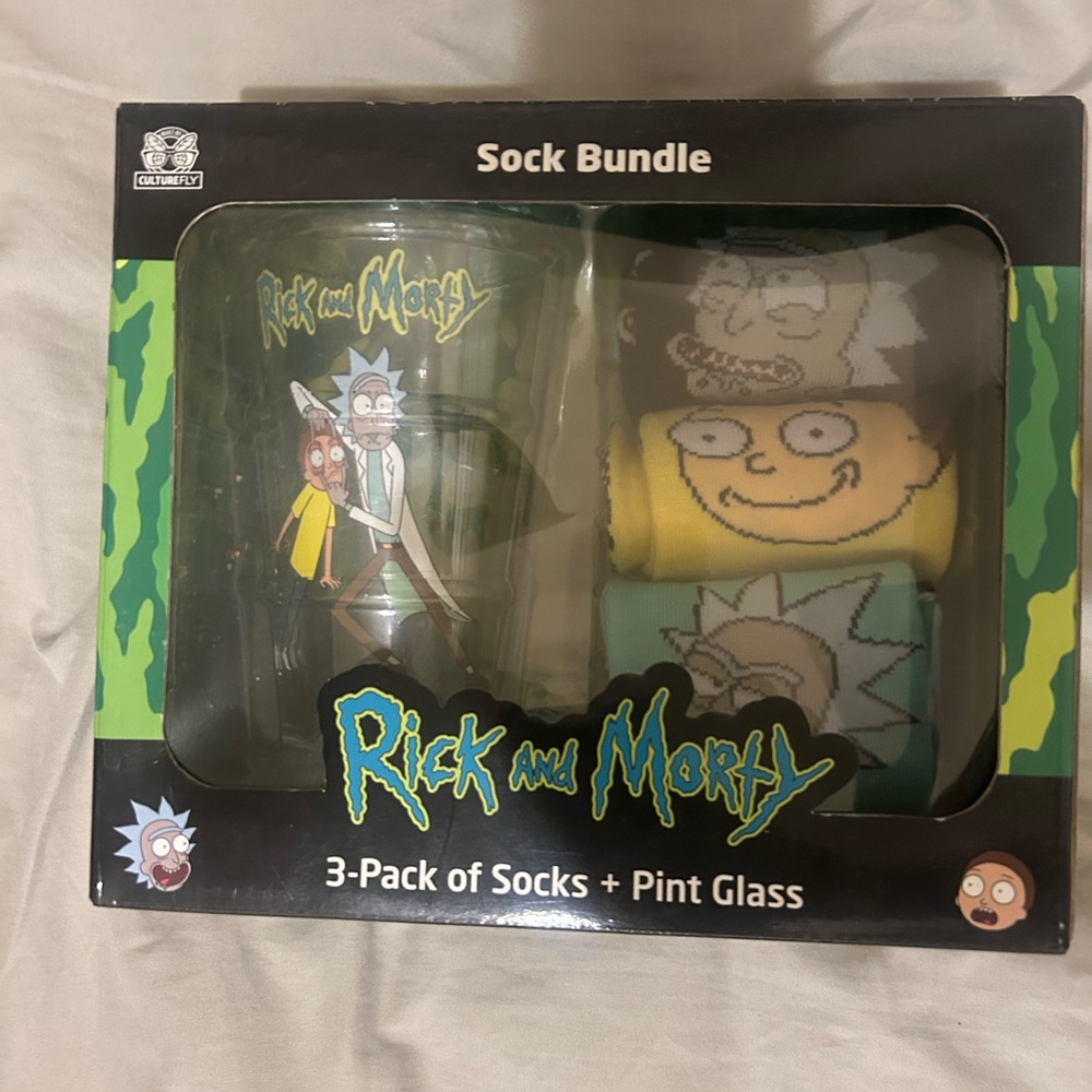 Rick And Morty Sock Bundle and Cup